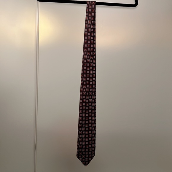 Charvet Tie Vintage Brown box pattern with orange highlights Excellent Condition - Picture 3 of 3